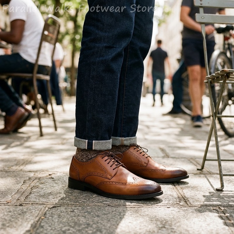 Men Shoes Formal - Sapatos Derby Brogue Masculinos Formais com
