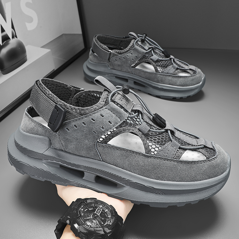 Sandal Sport Outdoor - Sandália esportiva de couro masculina, sapato