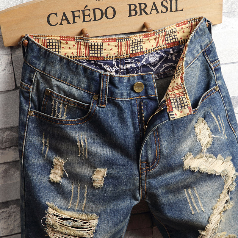Shorts de Denim Rasgado Estilo - Men'S Shoes For Jeans avaliação e preço