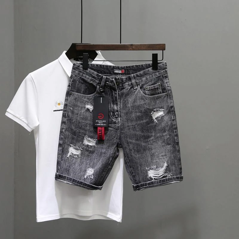 Shorts jeans rasgados preto e  - Men'S Shoes For Jeans avaliação e preço